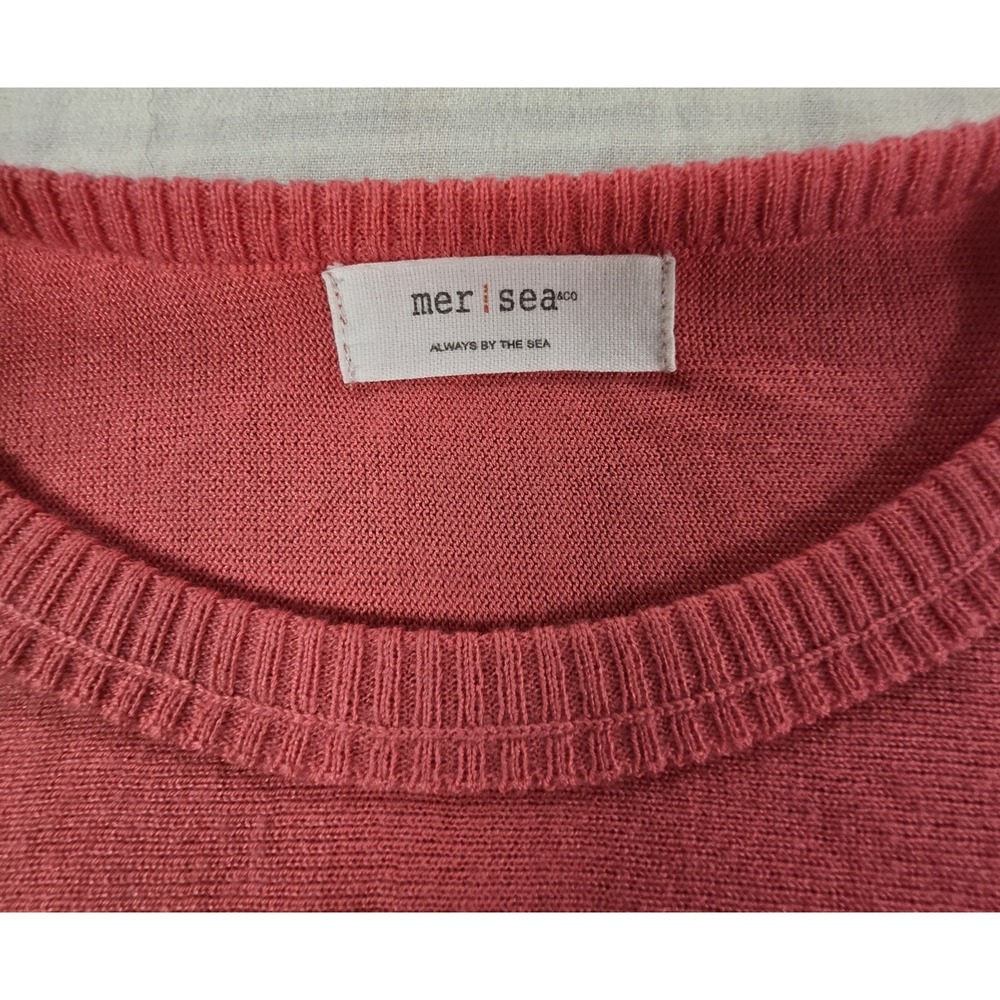 Mersea Womens Catalina Traveler Knit Sweater Side Splits Coral Pink OS - Picture 11 of 13